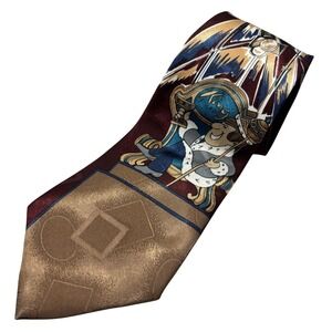 Thinking of You Ties Novelty Dad King Cartoon Necktie Burgundy Brown Vintage 90s